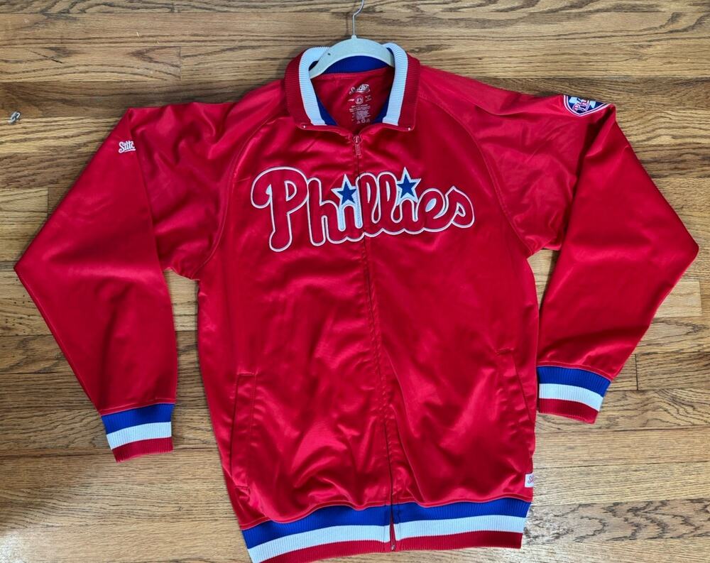 Philadelphia Phillies Stitches Red Full Zip Up Jacket Adult Size Large 80s